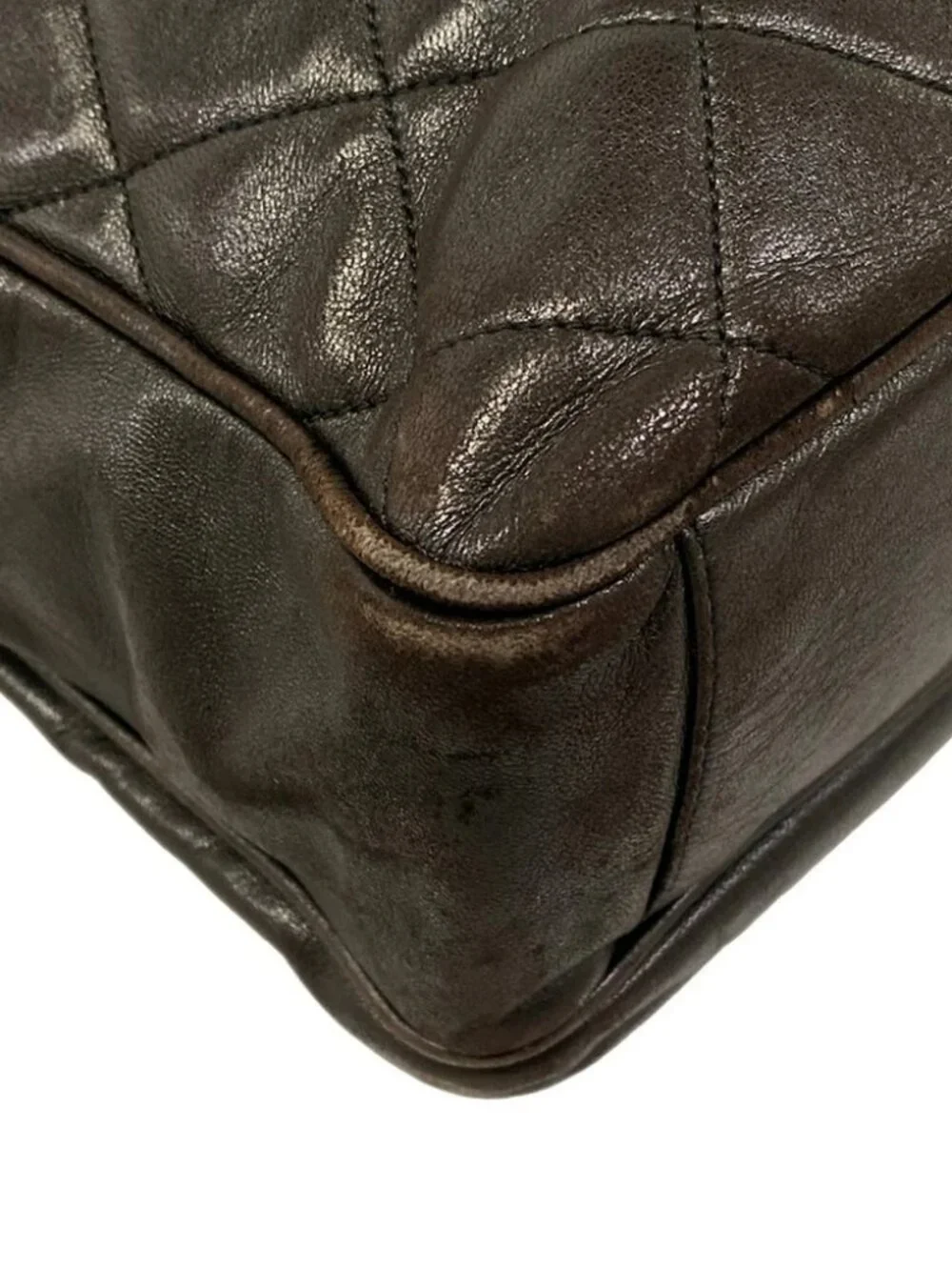 CHANEL Matelasse Dark Brown Lambskin Tote Bag Gold hardware